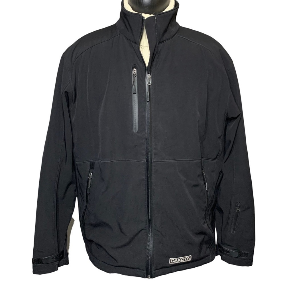 Dakota Rip-Stop Black Soft Shell Jacket Men Sz XL Fleece Lined Light Casual Coat